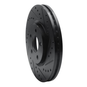 Chrysler PT Cruiser Brake Rotor (1) - Front Right - R1 Concepts - Drilled & Slotted - Black - `03-`09